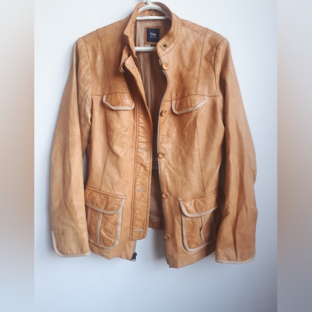 GAP Tan Leather Jacket - Women’s Size L